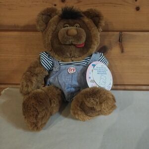 Vintage 1996 Uneeda Doll Talking Teddy Bear Plush Brown Overall [Not Working] D5